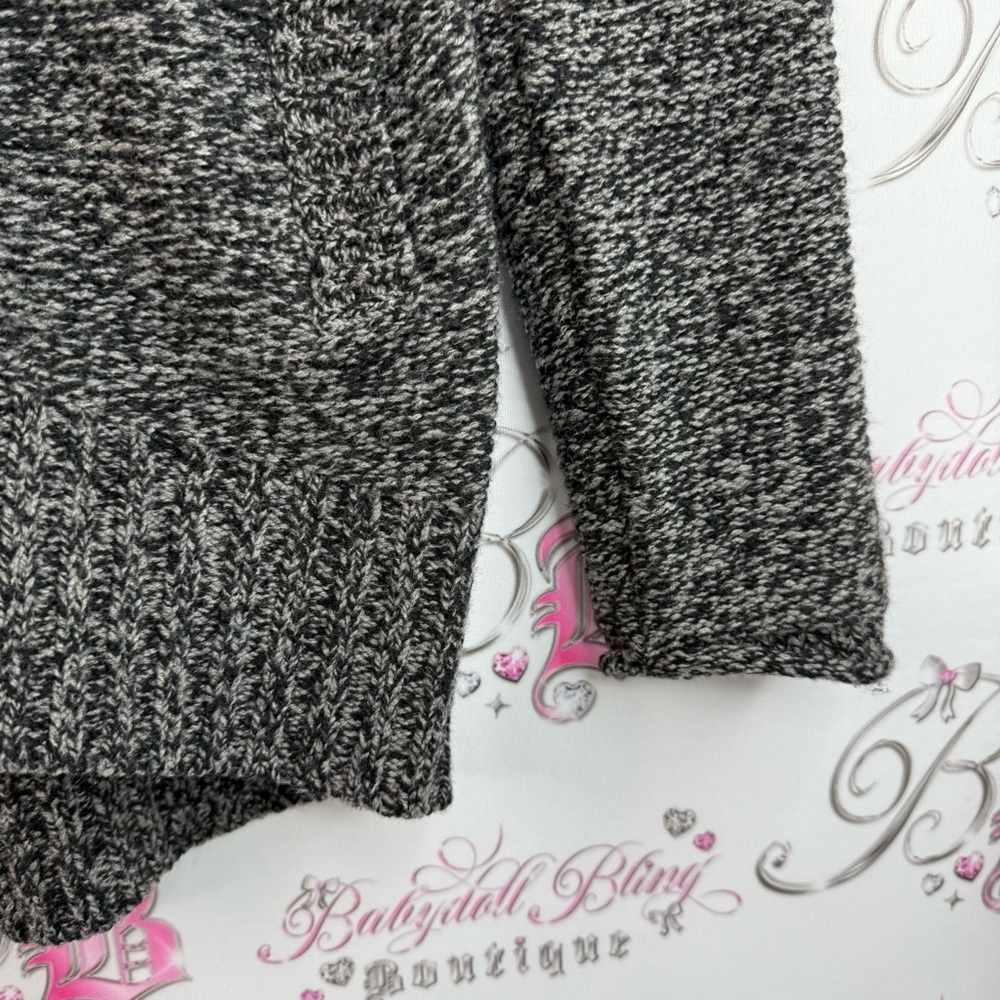 TNA wool sweater zip up vintage Y2K Gray Marled Zip-Front Shawl Collar Sweater - Picture 6 of 14